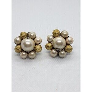 Vintage Clip On Earrings Made in Japan Faux Pearl